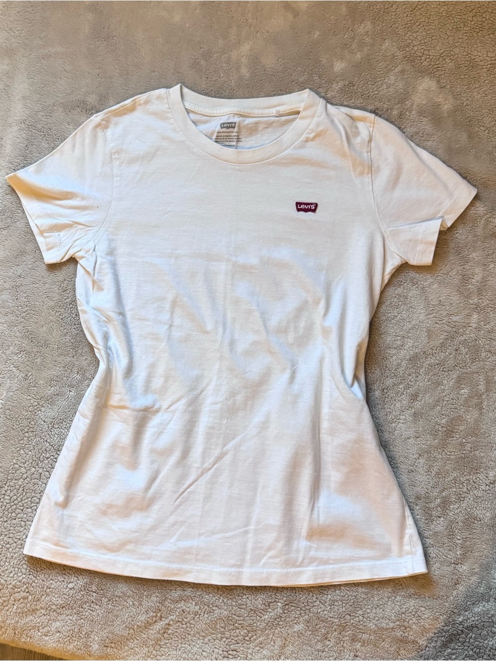 Levi's Women's White Tee with Small Red Logo Patch